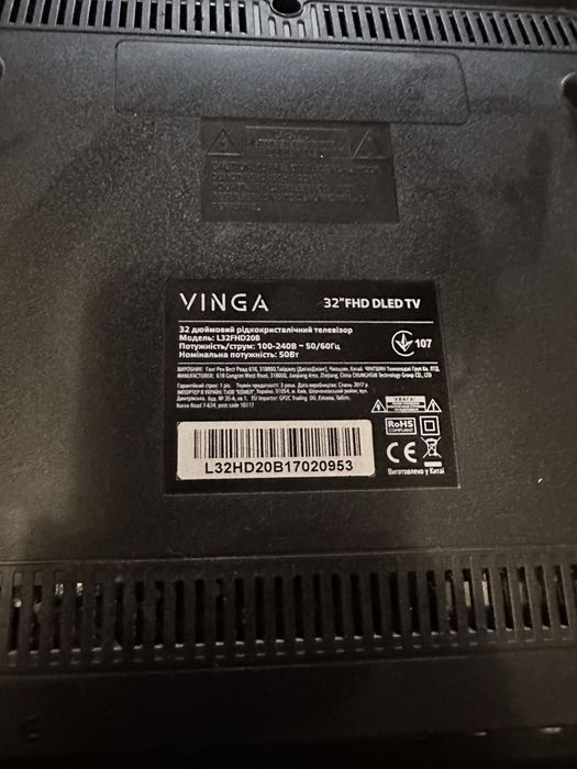 Телевізор Vinga 32 (на запчастини/ремонт)