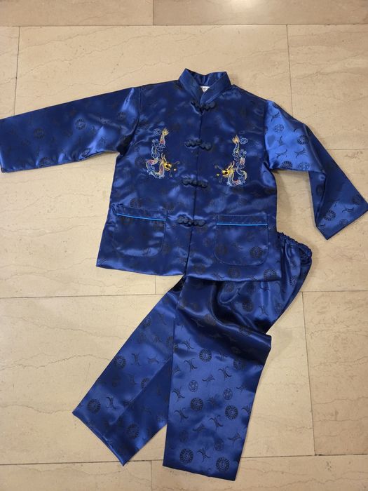 Dziecięcy jedwabny strój Tang z haftem  chińskiego smoka