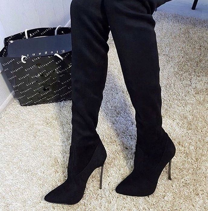 Ботфорти замшеві чорні