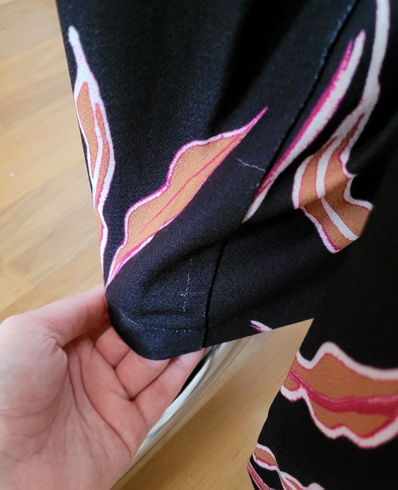 Eleganckie spodnie damskie w kwiatowy wzór print wysoki stan S