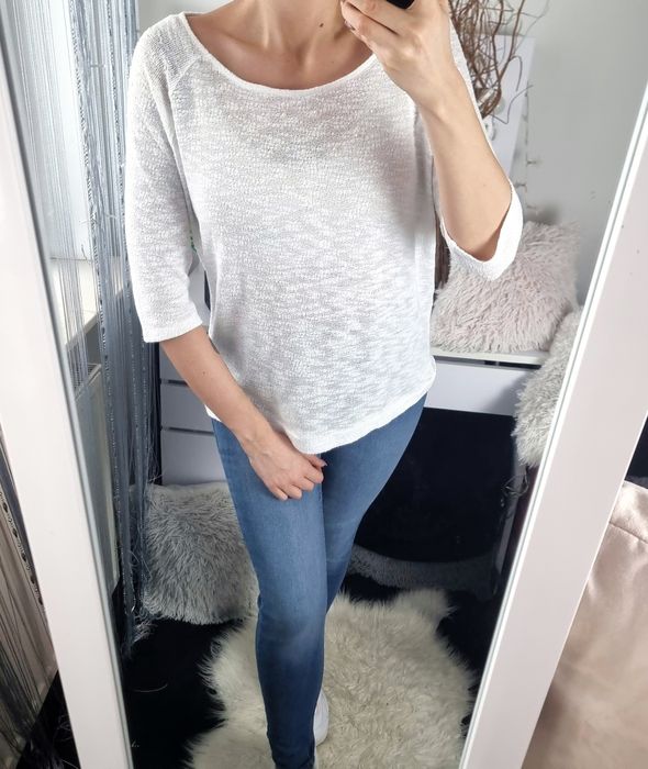 Reserved Sweter damski ażurowy biały L