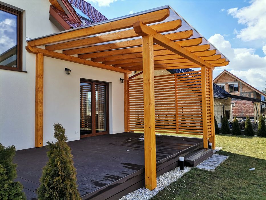 Pergola, taras, zadaszenie, poliwęglan komorowy
