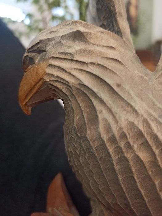 Rzeźba w drewnie, Orzeł i lis. Vintage PRL