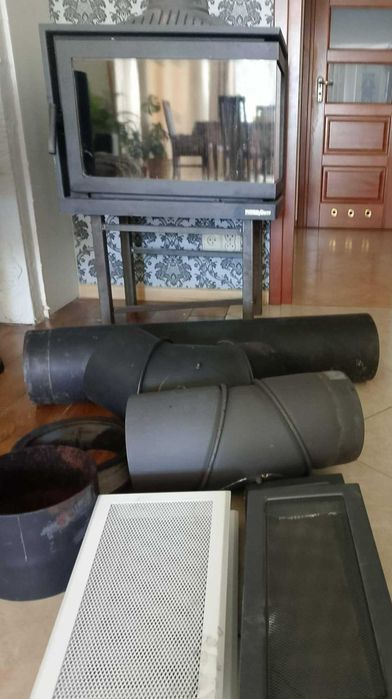 wkład kominek nord fleam narożny rury stołek kratki