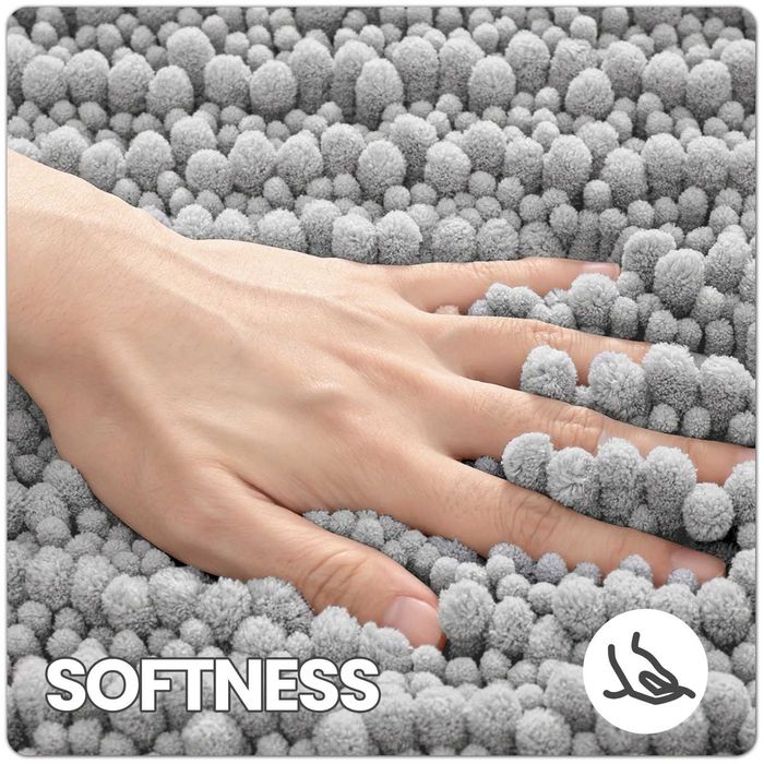 Tapete Shaggy Chenille, para casa de banho (50x80 cinza) , macio