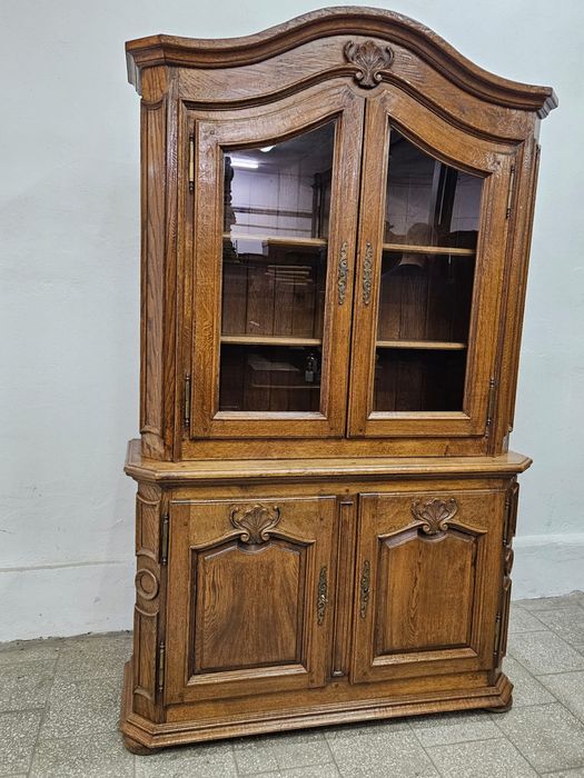 Stylowy dębowy kredens biblioteczka witryna Francja /