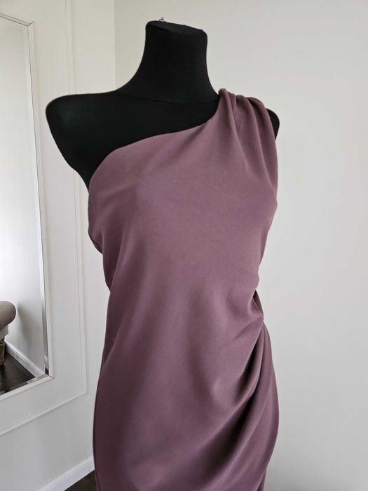 Sukienka maxi z fredzlami na jedno rame asos L 4p