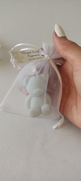 Podziękowanie miś świeczka chrzest, wesele, komunia