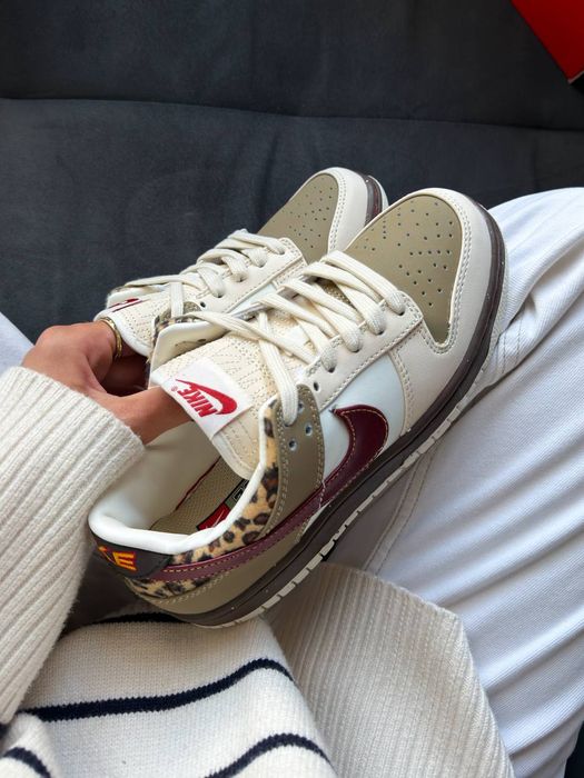 Кросівки Nike Dunk Low khaki leopard premium | Кроссовки Найк жіночі