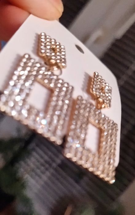 Błyszczące,wieczorowe, imprezowe kolczyki na sztyft, ślub, wesele, bal