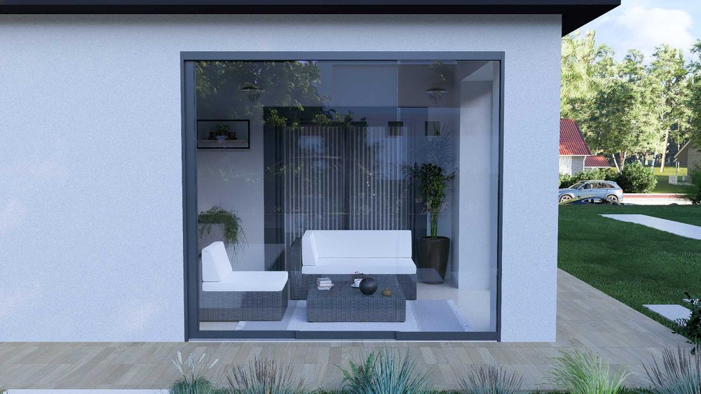 Bezramowe szyby przesuwne 3-torowe | taras | szkło hartowane ESG 10 mm