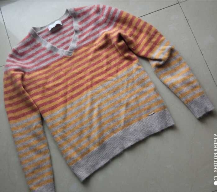 In Linea sweter paski szary miodowy kaszmir S XS