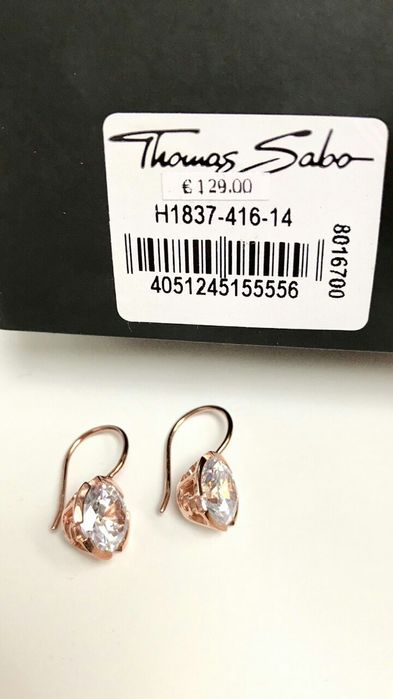 Сережки, кульчики, позолота-срібло, цирконій. Thomas Sabo, Sif Jakobs