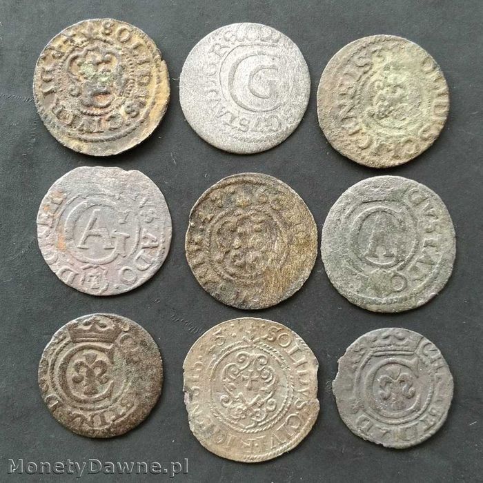 ZESTAW 9 x szeląg XVII wiek Elbląg Ryga