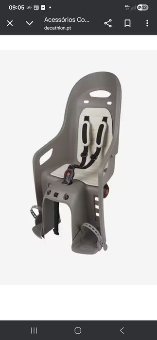 Cadeira de bicicleta (bike) com fixação porta bagagem bege