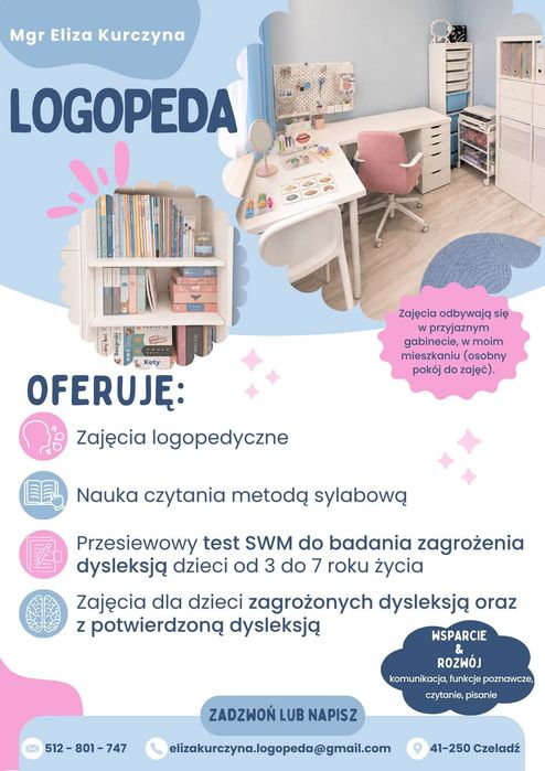 Zajęcia logopedyczne, nauka czytania metodą sylabową, zajecia dla dzieci z dysleksją