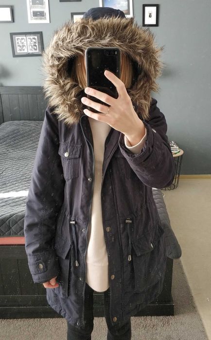 Kurtka parka, płaszcz zimowy granatowy Dorothy Perkins S 36