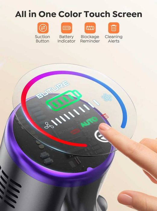 Odkurzacz Buture 500W – 48KPa, 60 min pracy, sam stojący, ekran OLED!