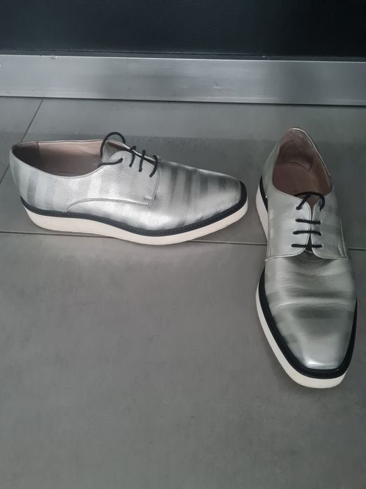Srebrne buty mokasyny eleganckie Simple r.39