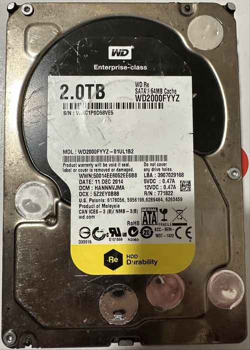 Жорсткий диск HDD Western Digital WD2000FYYZ 2TB 3.5\" SATA