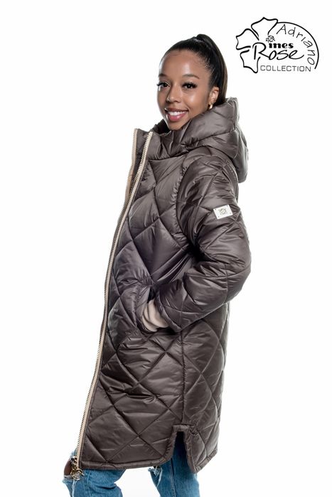 Płaszcz kurtka zimowa długa damska brązowa 48