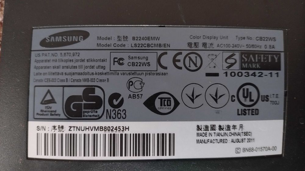 Monitor Samsung syn master B2240
