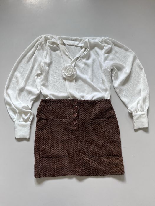MANGO elegancka brązowa spódnica M vintage old money