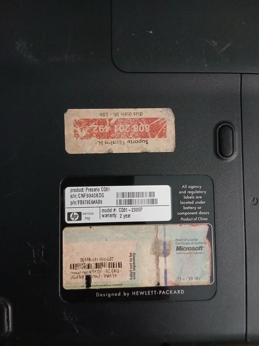 Portatil Compaq CQ61 200 SP Acende falta Bateria sem Carregador