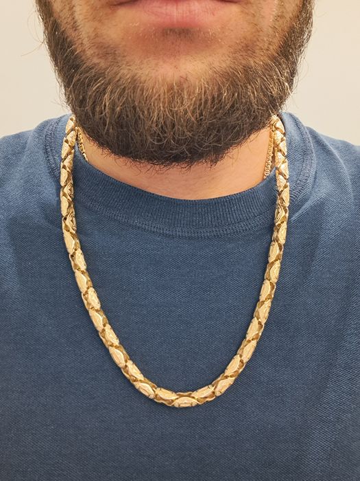 Nowy piękny złoty Łańcuch Splot Cartier Okrągły pr.585 63 cm