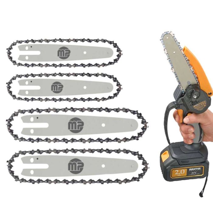 MOCNA Piła łańcuchowa na akumulator MINI + 4x łańcuch DUŻY Zestaw XXL