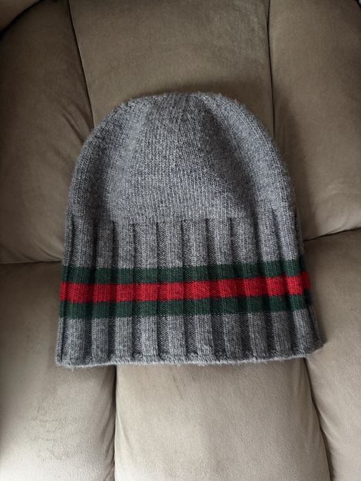 Gucci szara czapka made in italy wełna włosie królika