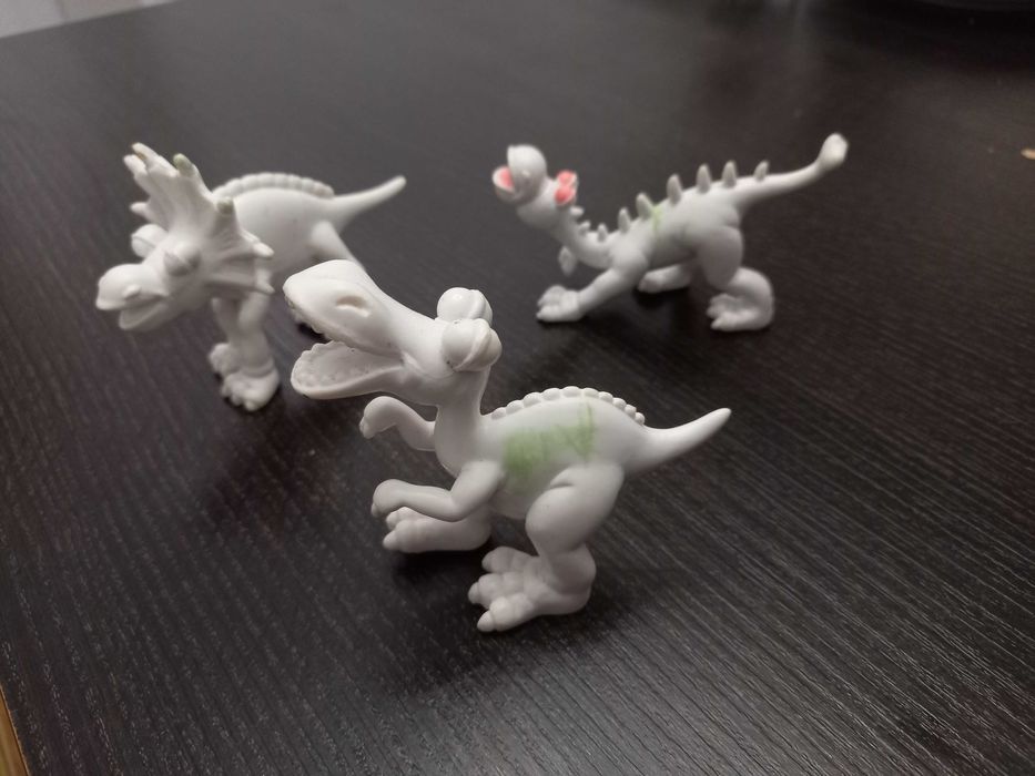 3 фигурки белые динозавры для разукрашивания для творчества