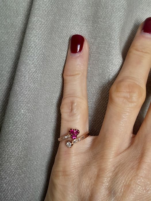 R.14 Pierścionek Antyk 1905 Rubiny Diamenty Złoto 585 Secesja WYCENA