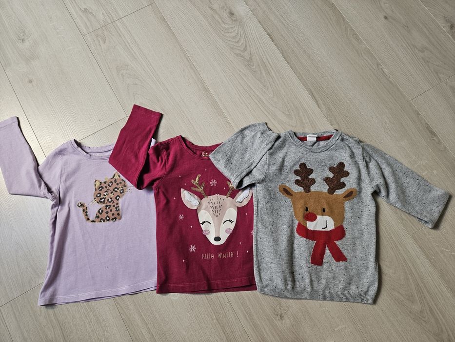Zestaw 3szt bluzek z długim rękawem dla dziewczynki r.92