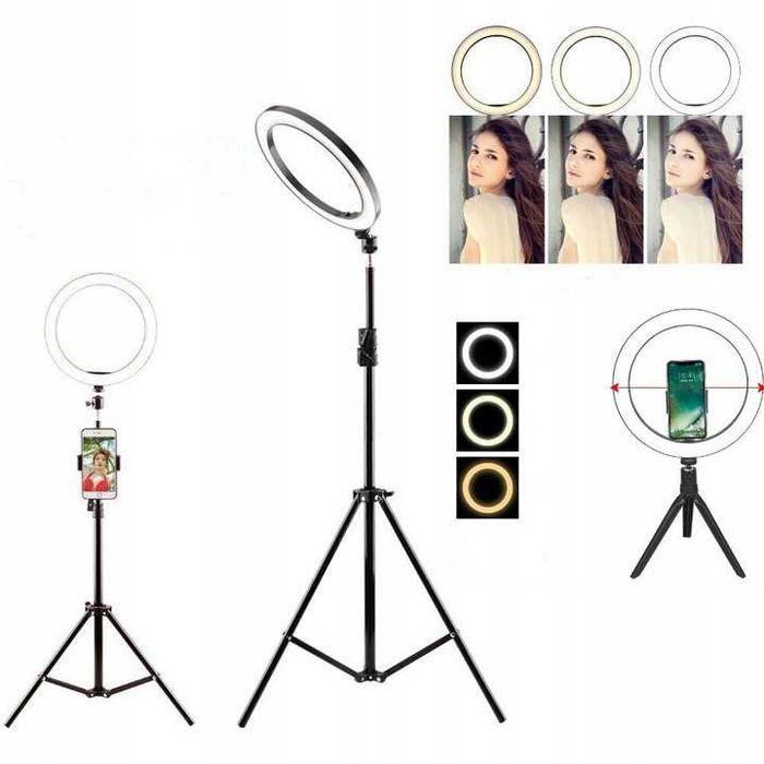 LAMPA pierścieniowa LED uchwyt na telefon statyw ring do nagrywania