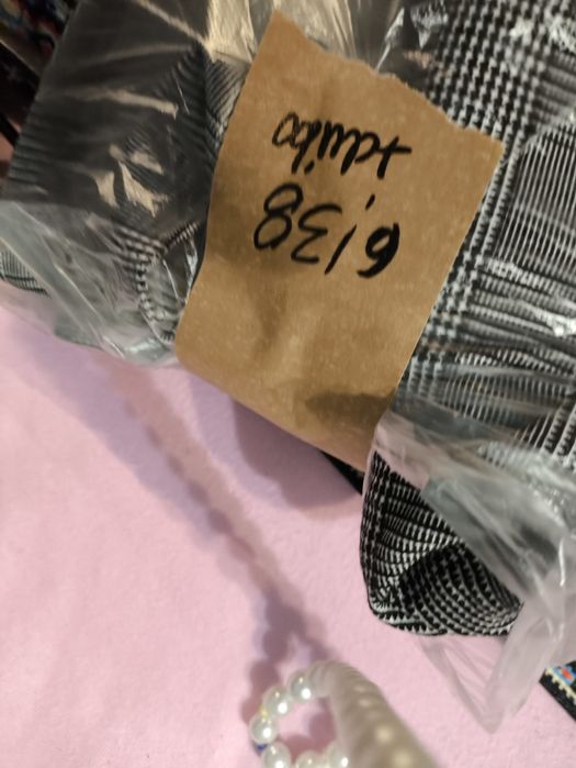 Spodnie wysoki stan Tchibo 38 M elastyczne w kratkę jak nowe