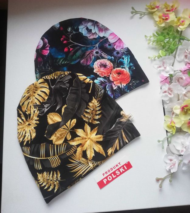 Czapka wiosenna - z dresówki cyfrowej - hand made -