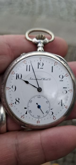 Relogio bolso iwc corda prata 900 modelo grande 5cm