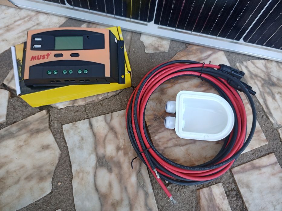 Kit solar 200w 12v+PWM 20A+10m cabo 6mm+passacabos