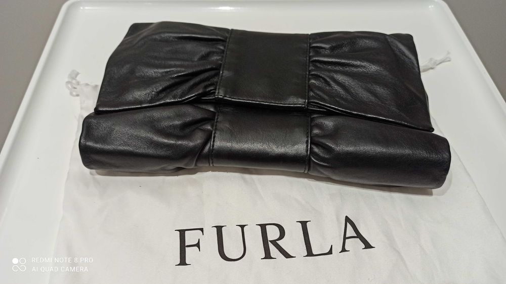 Женский клатч "Furla" Италия (оригинал) черный, кожа.