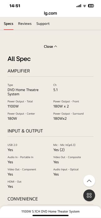 Pioneer recetor VSX-330-K + 5 colunas LG 5.1