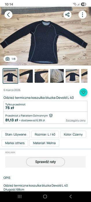 Odzież termiczna koszulka bluzka Devold L 40