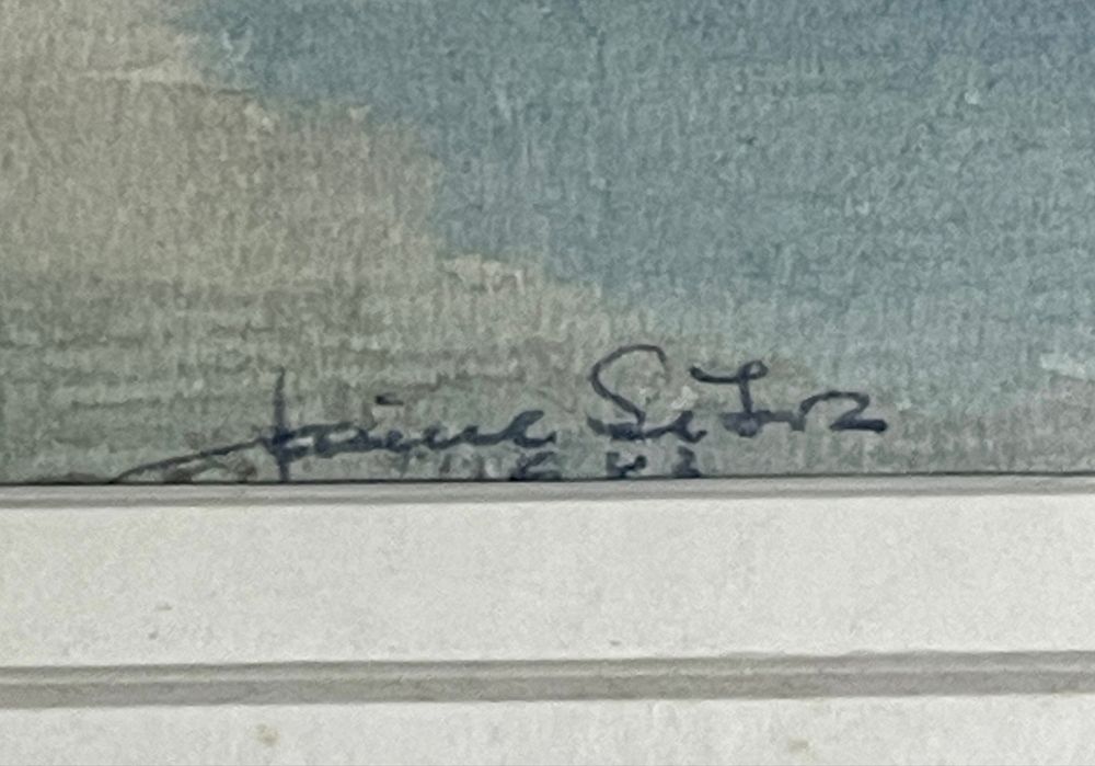 Aguarela de Jaime Silva. Assinada