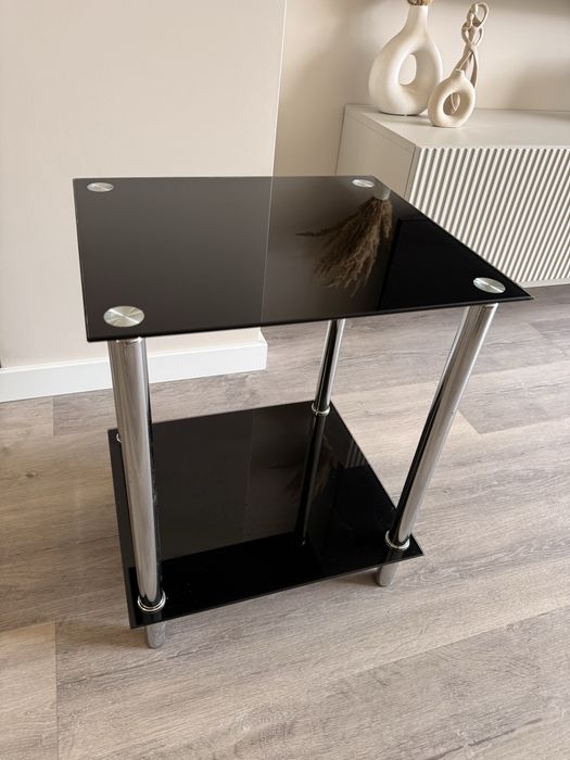 Mesa de apoio em vidro preto