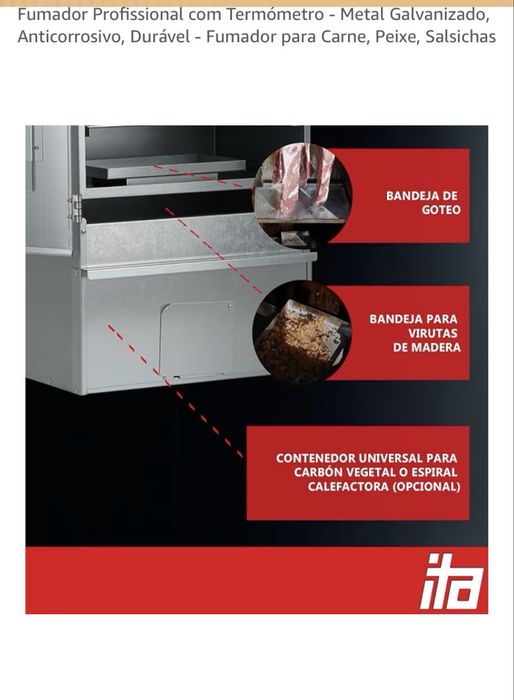 Fumador elétrico profissional de carnes, peixe.