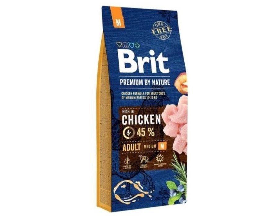 Brit Premium Adult M с курицей 15кг для средних пород.