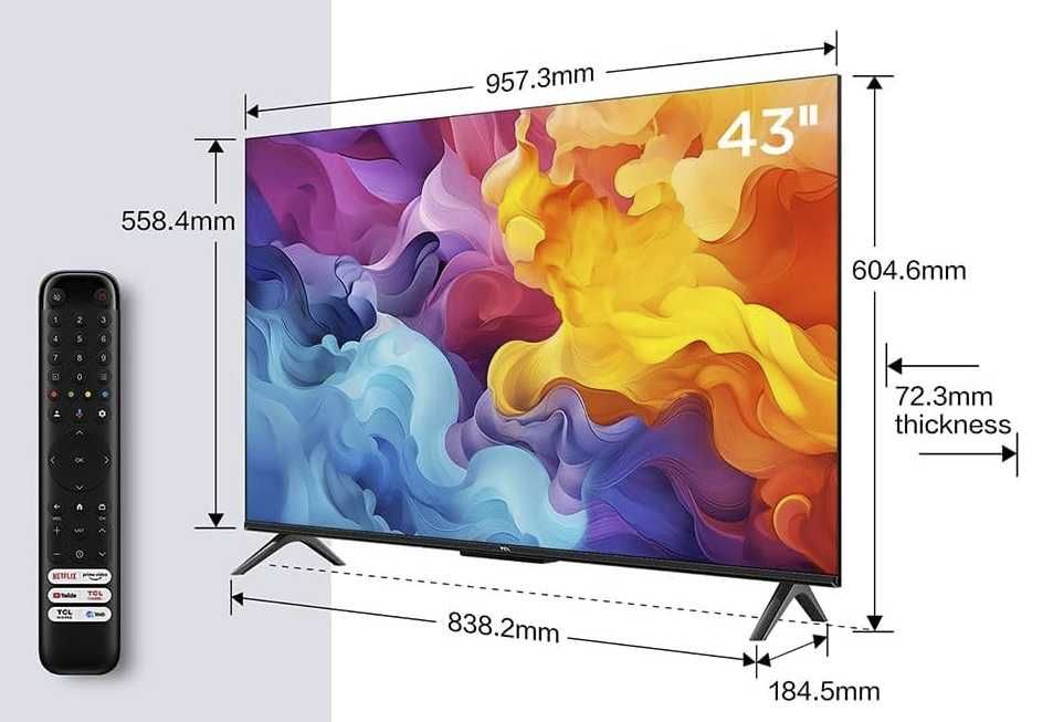 Telewizor TCL 43P61B: Smart TV 43 cale 4K LED DVB-T2 H.264, H.265