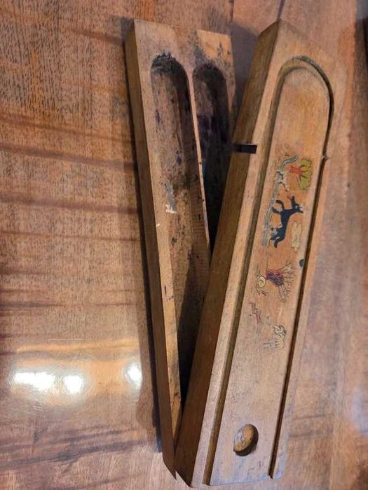 Lote de 3 estojos de madeira escolares antigos dos anos 50