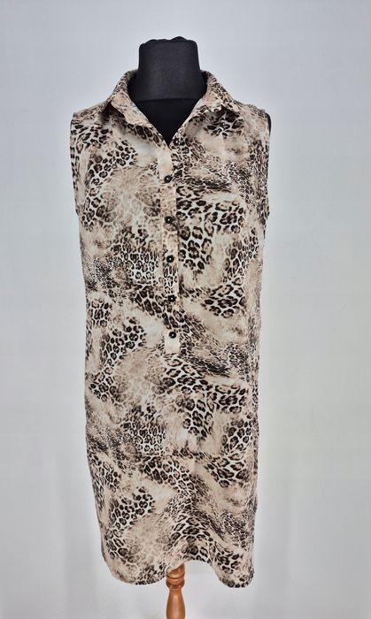 Sukienka prosta George 42 XL 14 zwiewna wzór zwierzęcy