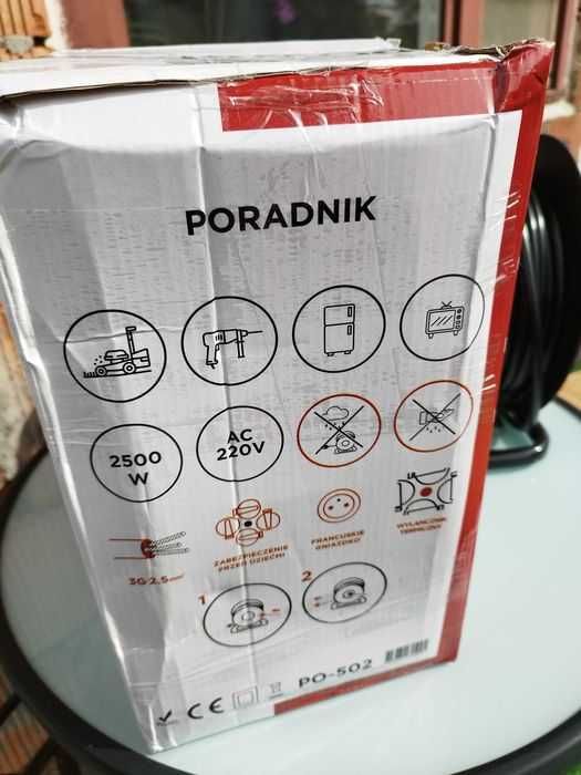 Przedłużacz Bębnowy 50 Metrów Moc 2500 W 16A 3G*2.5 mm Nowy Uziemienie